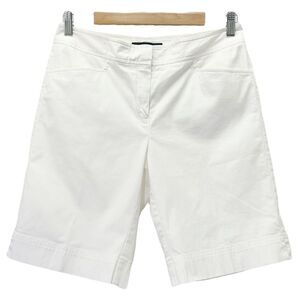 Lafayette 148 Shorts White Stretch Cotton Poplin 8” Bermuda Short Women’s Size 4